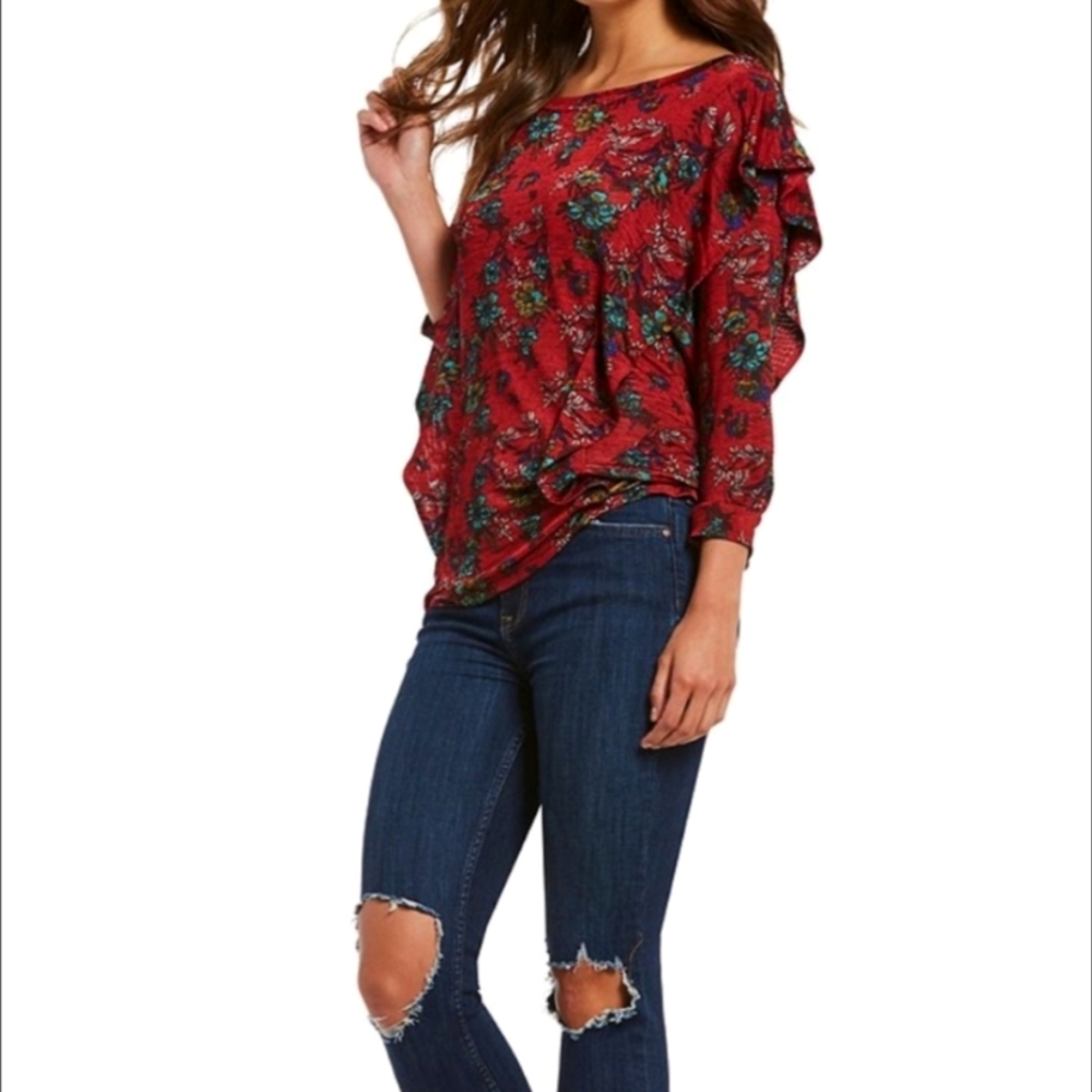Free People Women's Dock Street Red Floral Combo Top - Picture 15 of 16